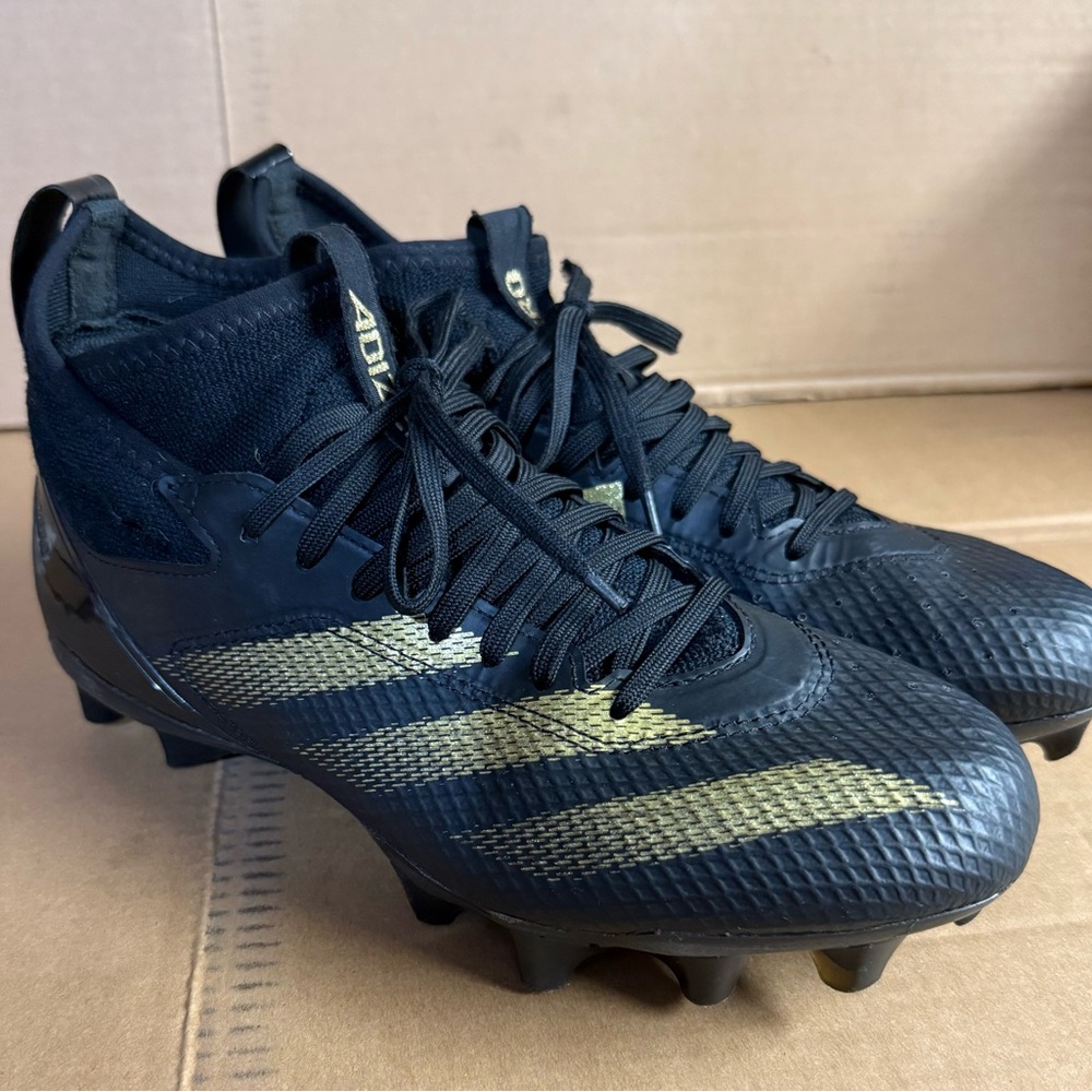 Adidas Adi-zero Men's Black and Gold Football Cleats size 7.